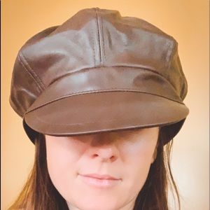 Brown Pleather Hat
